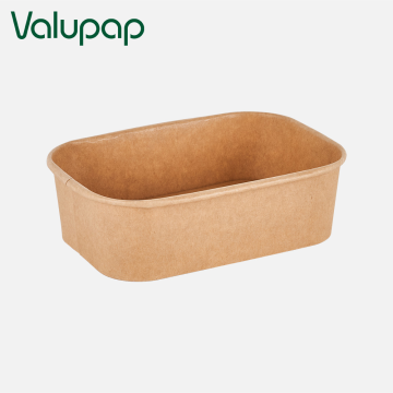 Kraft Rectangular Paper Bowl Microwave Safe for Hot and Cold Food