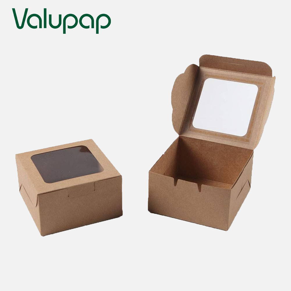 Kraft sandwich food packing box with window