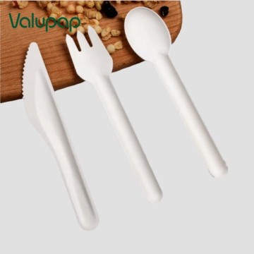 Disposable biodegradable bagasse paper cutlery set