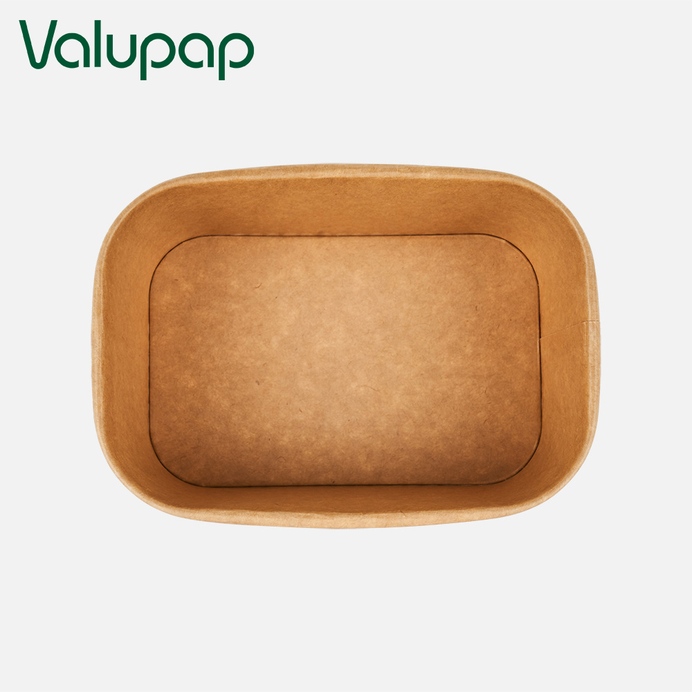 Kraft Rectangular Paper Bowl Microwave Safe for Hot and Cold Food